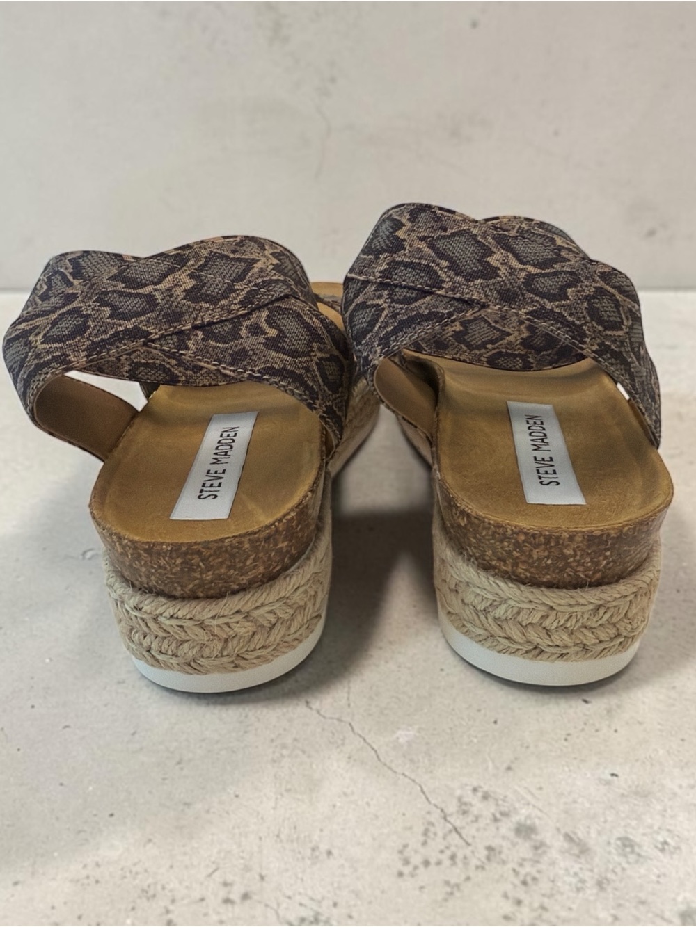 Steve Madden Snake-Print Espadrille Platform Sandals in Brown and Black - Picture 5 of 6